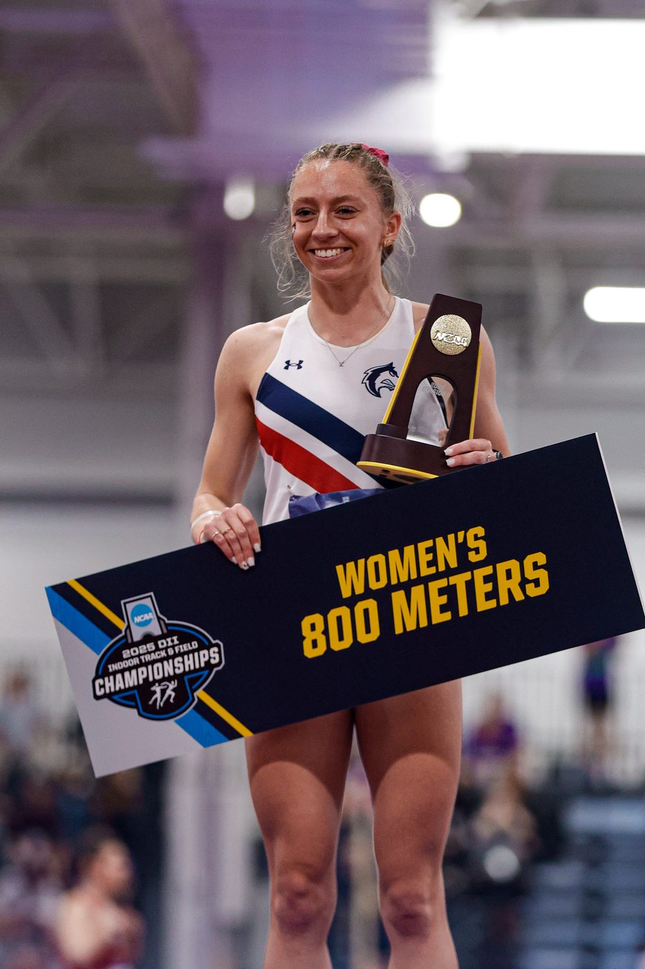 Helen Braybrook celebrating her NCAA 800m championship win