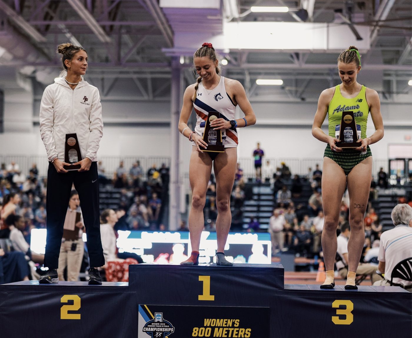 Helen Braybrook on top of the podium for the NCAA women's 800m