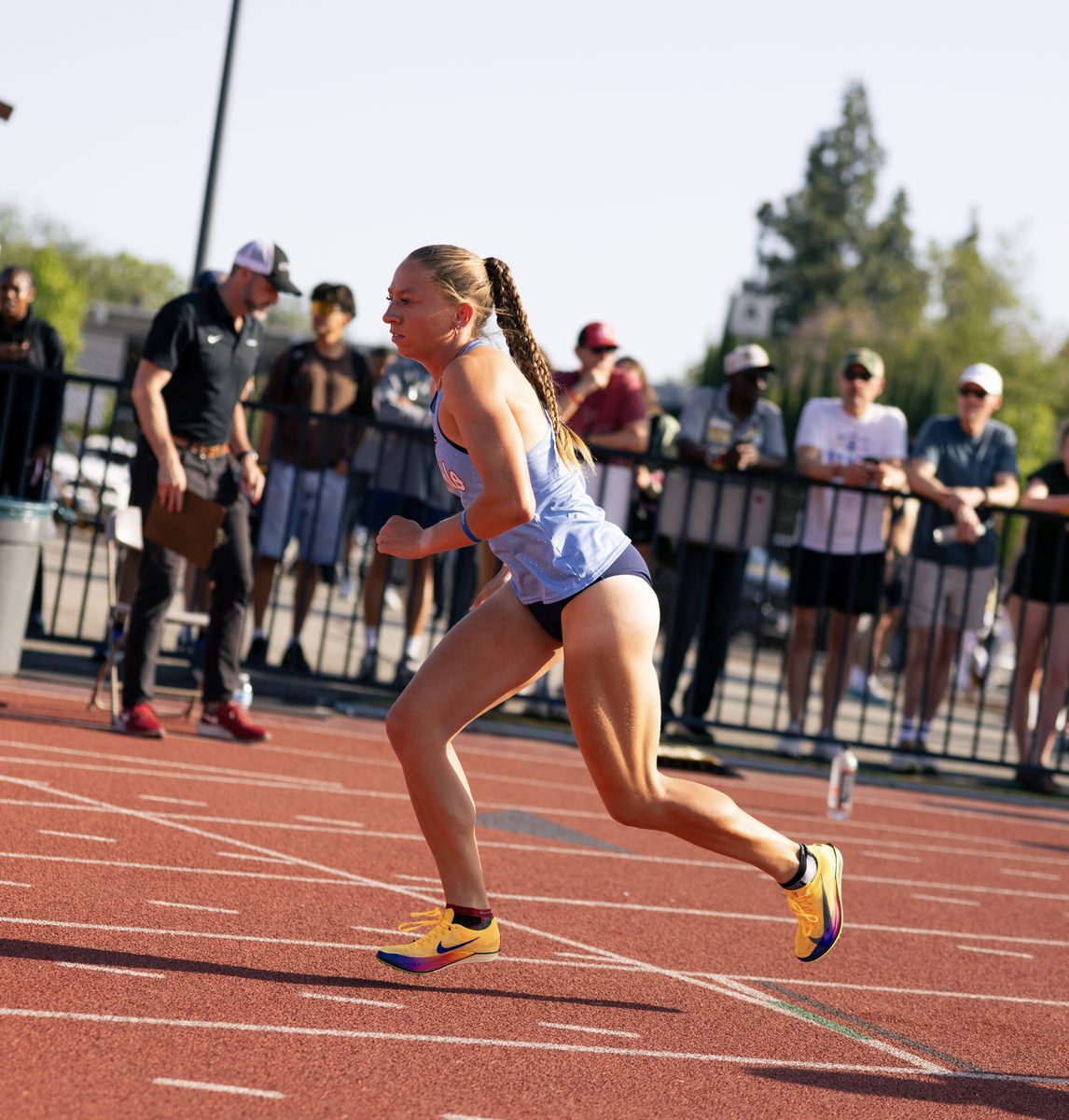 Helen Braybrook racing in her CSU Pueblo vest